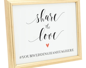 Teile das Love Sign. 8 x 10 benutzerdefinierte Hochzeit Hashtag Zeichen Printable. Hochzeit Hashtag. Druckbare Datei!