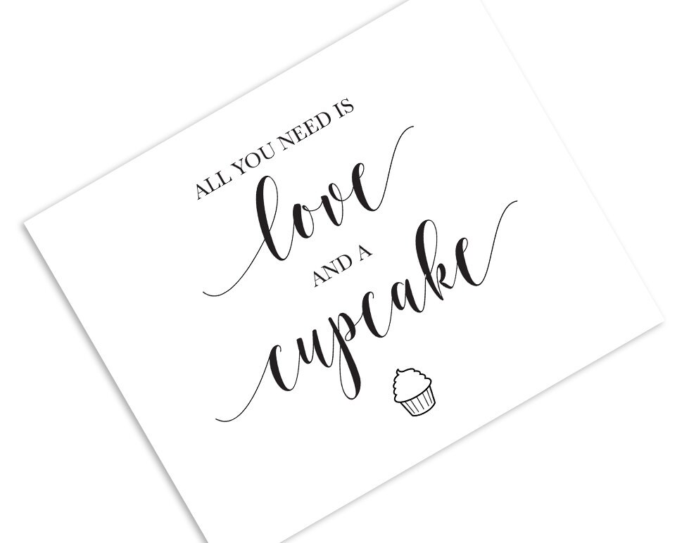 Love and a Cupcake 8x10 Printable Sign Wedding Sign | Etsy