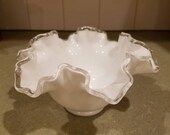 Fenton Silver Crest Bowl, 7 quot double crimped