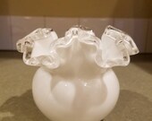 Fenton Silver Crest Vase, 5 quot double crimped
