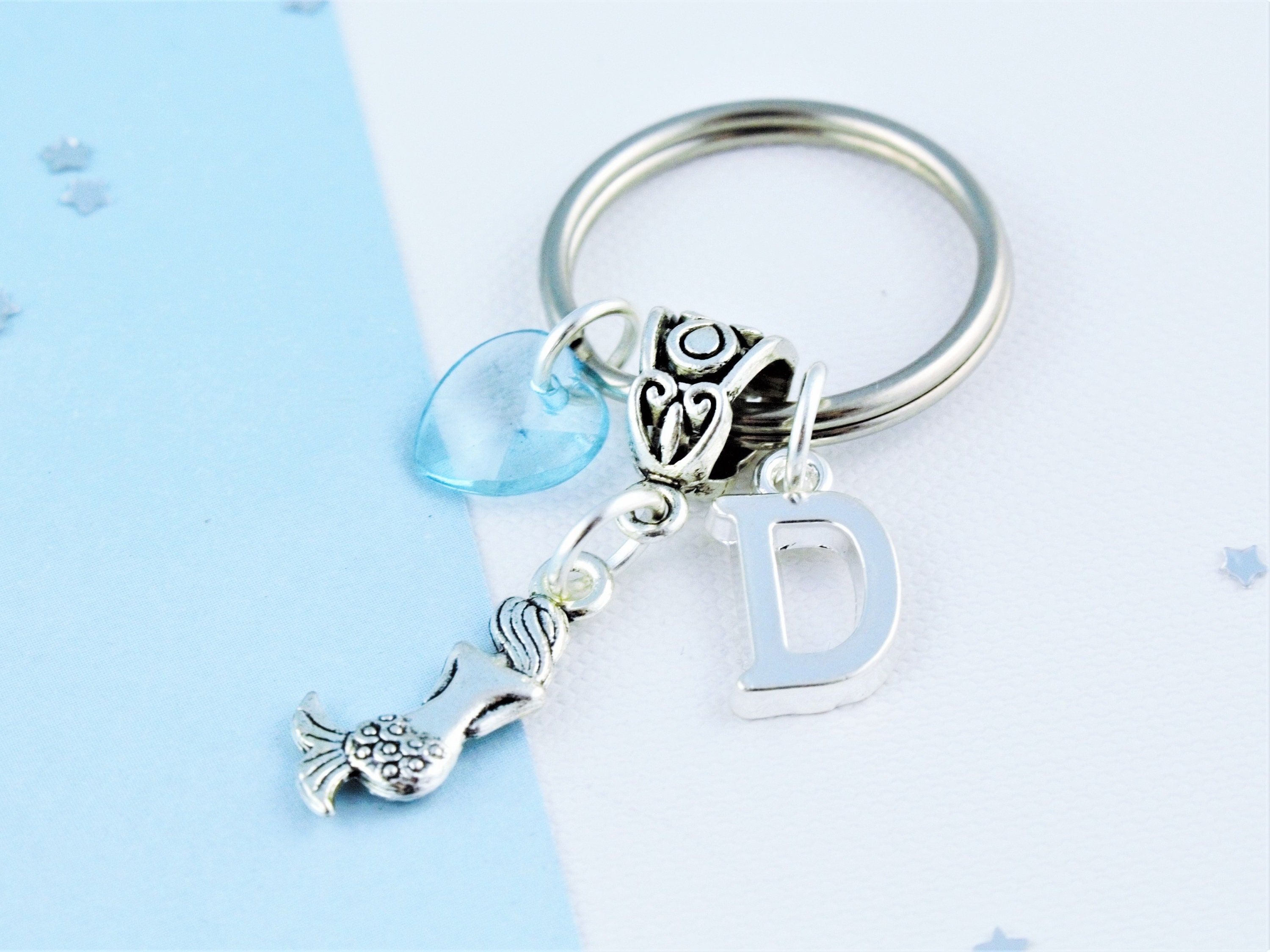 MERMAID KEYRING BAG CHARMS PERSONALISED DAUGHTER GIFT BAG BIRTHDAY XMAS GIFT