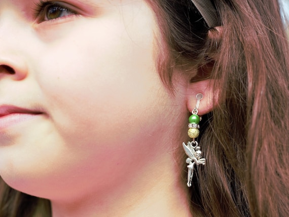 Fairy Clip On Earrings Childrens Earrings Fairy Jewelry Kids Earrings Pixie Charms Fairy Gifts Fairy Earrings Girls Clip Ons Gift