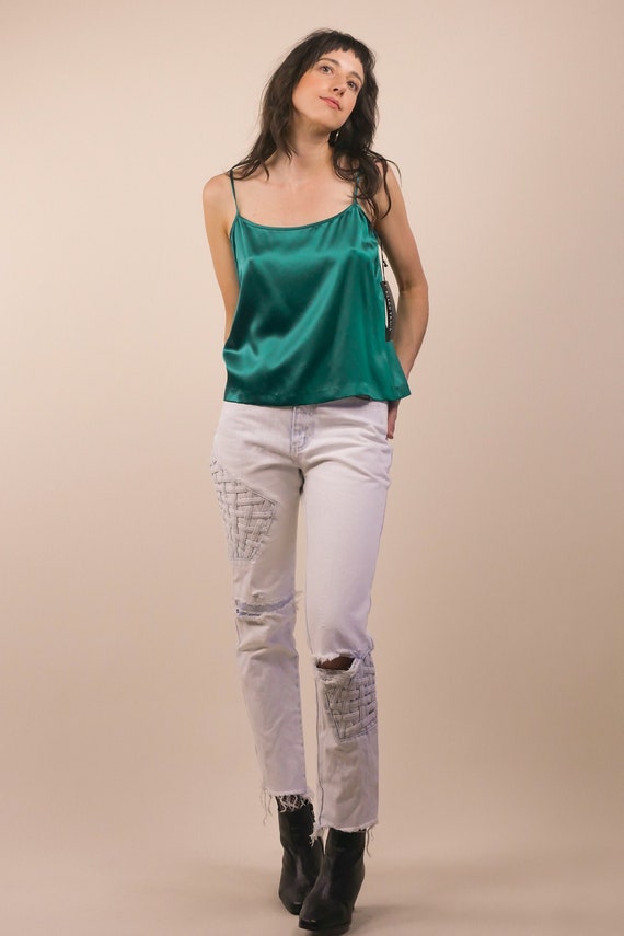 90s DEADSTOCK silk spaghetti strap tank / boxy she