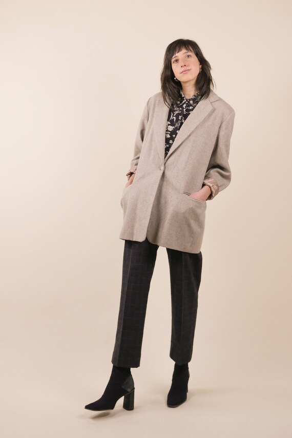 80s minimal wool blazer / neutral boxy blazer / si