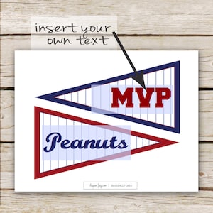 Baseball Pennant Flags - DIY Editable text - Printable Download - Baseball Food Labels - Baseball Baby Shower Flags - Baseball Decorations