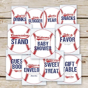 Baseball Baby Shower Table Signs - Instant Download - 11 SIGNS! - Baseball Baby Shower decor - Favor Sign, Welcome Sign, baseball signs
