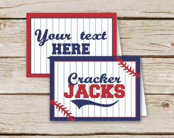 Baseball-Zelt-Karten, DIY-Etiketten für Lebensmittel - sofortiger Download - Baseball-Geburtstag - Baseball-Babyparty - leere Baseball-Tischkarten