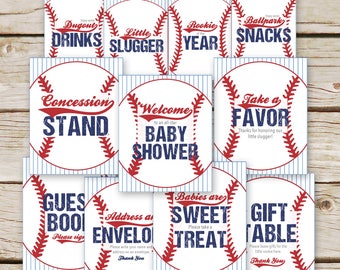 Baseball Baby Shower Table Signs - Instant Download - 11 SIGNS! - Baseball Baby Shower decor - Favor Sign, Welcome Sign, baseball signs
