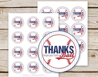 Baseball Danke Tags - Druckbare Download - Baseball Gastgeschenk Anhänger - Geburtstag Babyparty Baseball Gunst Tags - Baseball Danke Tags