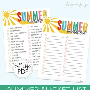 EDITABLE Summer Bucket List INSTANT DOWNLOAD Bucket List - Etsy