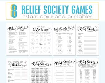 Relief Society Activity Game Bundle - Instant Download Relief Society Birthday Games - Relief Society Games Bundle - Church of Jesus Christ