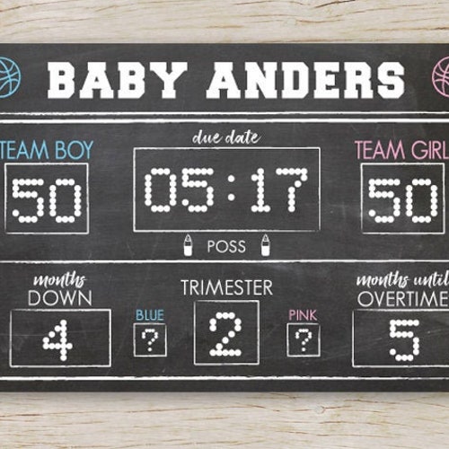Basketball Gender Reveal Scoreboard DIGITAL PRINTABLE Gender - Etsy