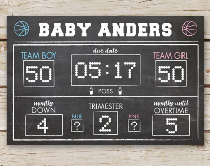Basketball Gender Reveal Scoreboard DIGITAL PRINTABLE Gender | Etsy