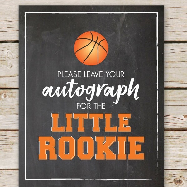 Leave your Autograph for the Rookie - Basketball Autograph Sign - Autograph basketball birthday - Rookie of the Year Sign - Basketball Party