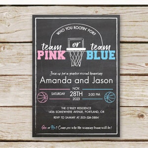 Basketball Gender Reveal Invites *CUSTOMIZED* - DIGITAL PRINT - Gender Reveal Invitations, Basketball Shower, Basketball Gender Reveal Party