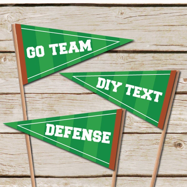 Football Pennant Flags - DIY Editable text - Printable Download - Football Food Labels - Football Baby Shower Birthday - Football Deco