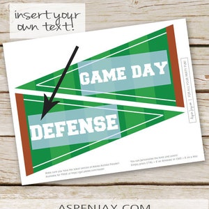 Football Pennant Flags - DIY Editable text - Printable Download - Football Food Labels - Football Baby Shower Flags - Football Decorations