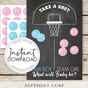 Basketball Gender Reveal Vote Board - INSTANT DOWNLOAD - Gender Reveal Sign, Basketball Shower, Basketball Gender Reveal Party - Take a Shot