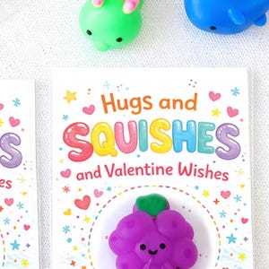 編集可能なスクイーズバレンタインカード | ハグとスクイーズの印刷可能 | 教室向けバレンタインカードの種類 | キャンディーを使わない子供向けバレンタインカード