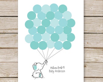 Pink Elephant Baby Shower Guest Book Printable Elephant Etsy