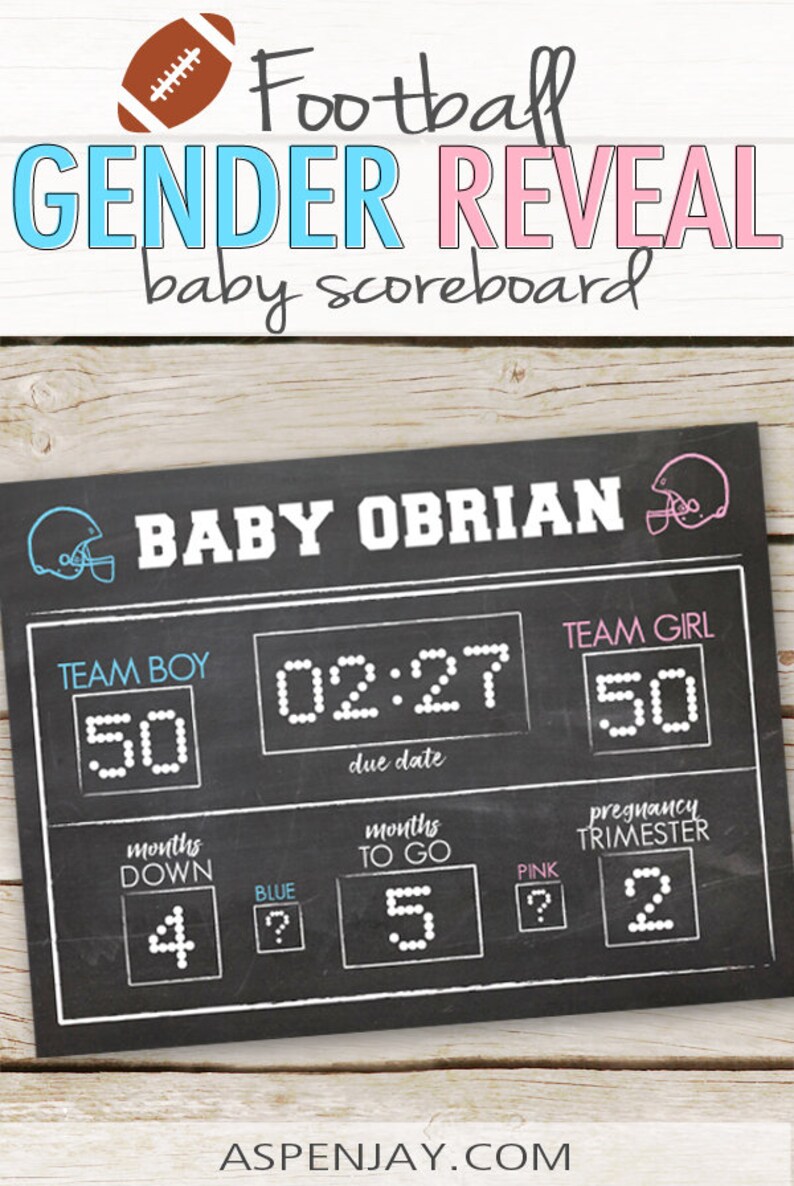 Football Gender Reveal Scoreboard DIGITAL PRINTABLE Gender Etsy