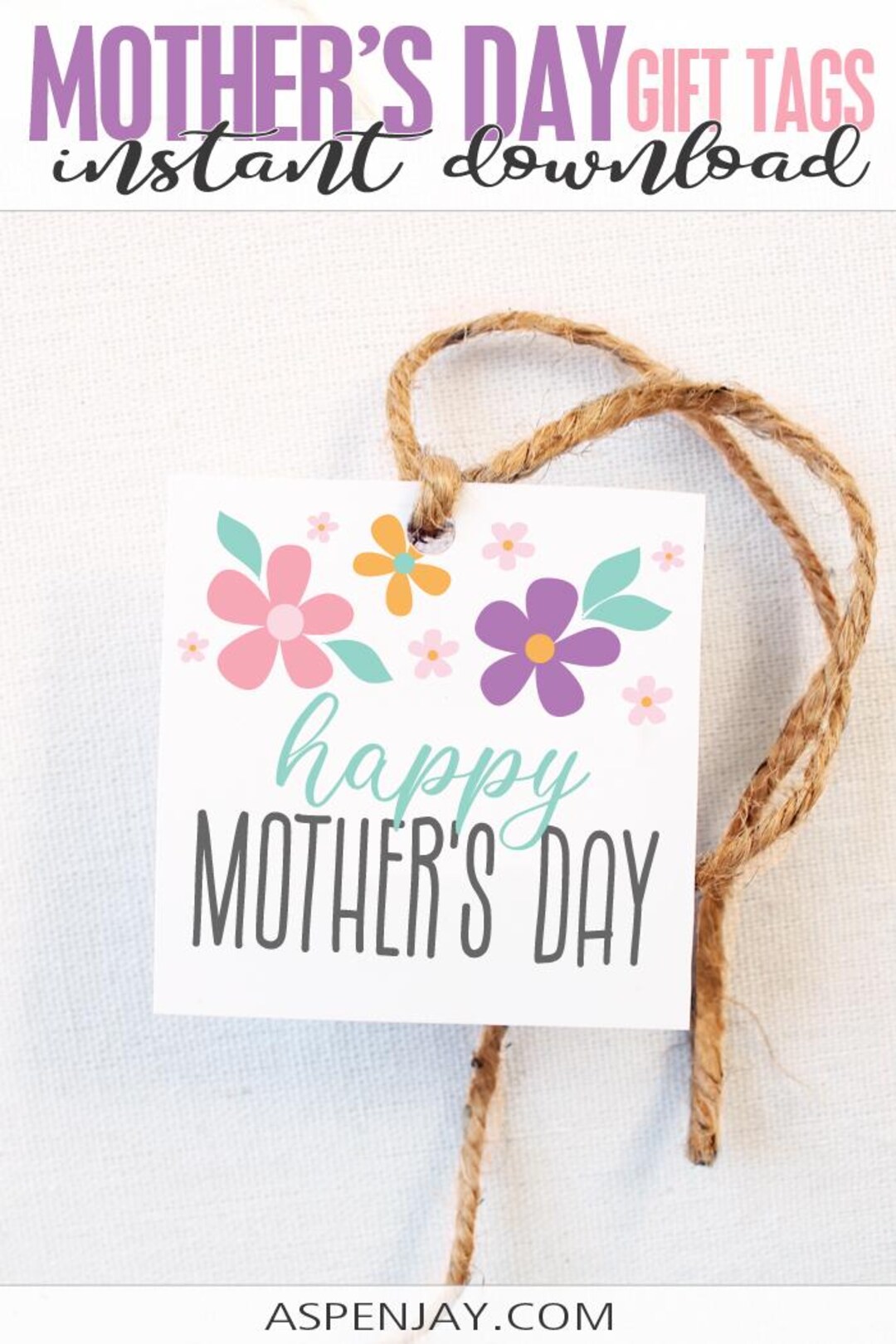 Mother's Day Tags Printable, INSTANT DOWNLOAD, Happy Mother's Day Gift ...