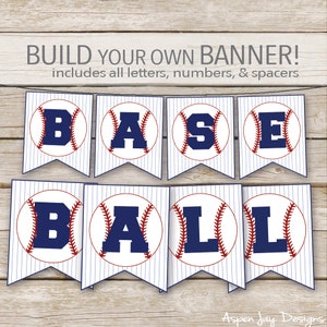 Baseball Banner - Sofortiger Download - Baseball Geburtstag, Babyparty, Baseball, DIY Banner mit ALLEN Buchstaben und Zahlen druckbar