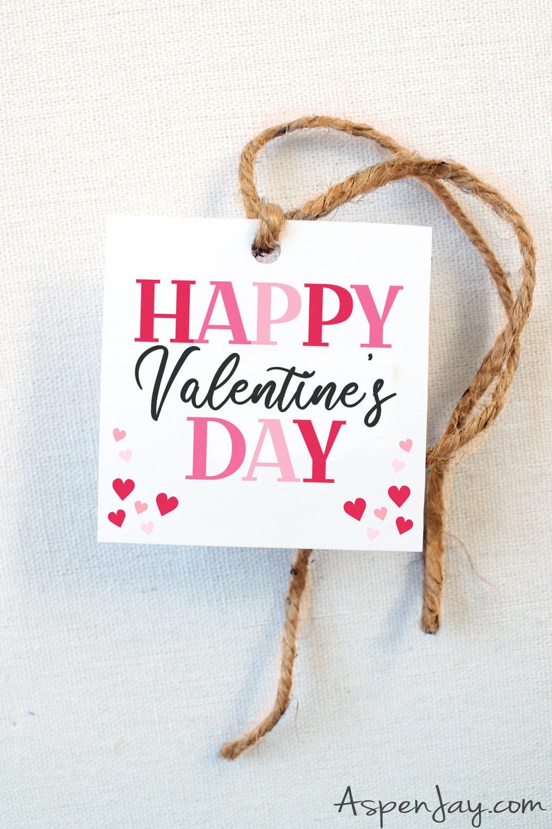 Happy Valentine's Day Tags Printable, INSTANT DOWNLOAD, Valentine Gift Tag - School Classroom Teacher Valentine Party Favor, Cookie Tag