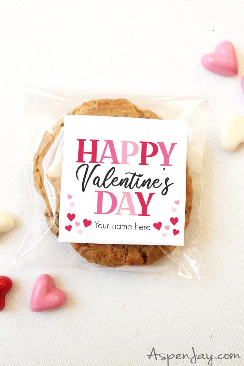 Happy Valentine's Day Tags Printable, INSTANT DOWNLOAD, Valentine Gift Tag - School Classroom Teacher Valentine Party Favor, Cookie Tag