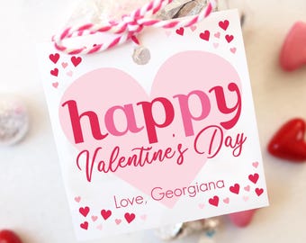 Glückliche Valentinstag Geschenkanhänger - SOFORTIGER DOWNLOAD - Valentinstag Geschenkanhänger - Schule Klassenzimmer Lehrer Valentinstag Gastgeschenk, Keksanhänger