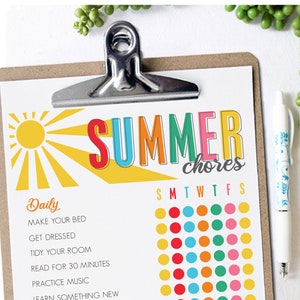 REDIGERBART sommarsyssloschema - DIREKT NEDLADDNING - Utskrivbart syssloschema för barn - anpassningsbart syssloschema - Sommarchecklista - rutin bild 6