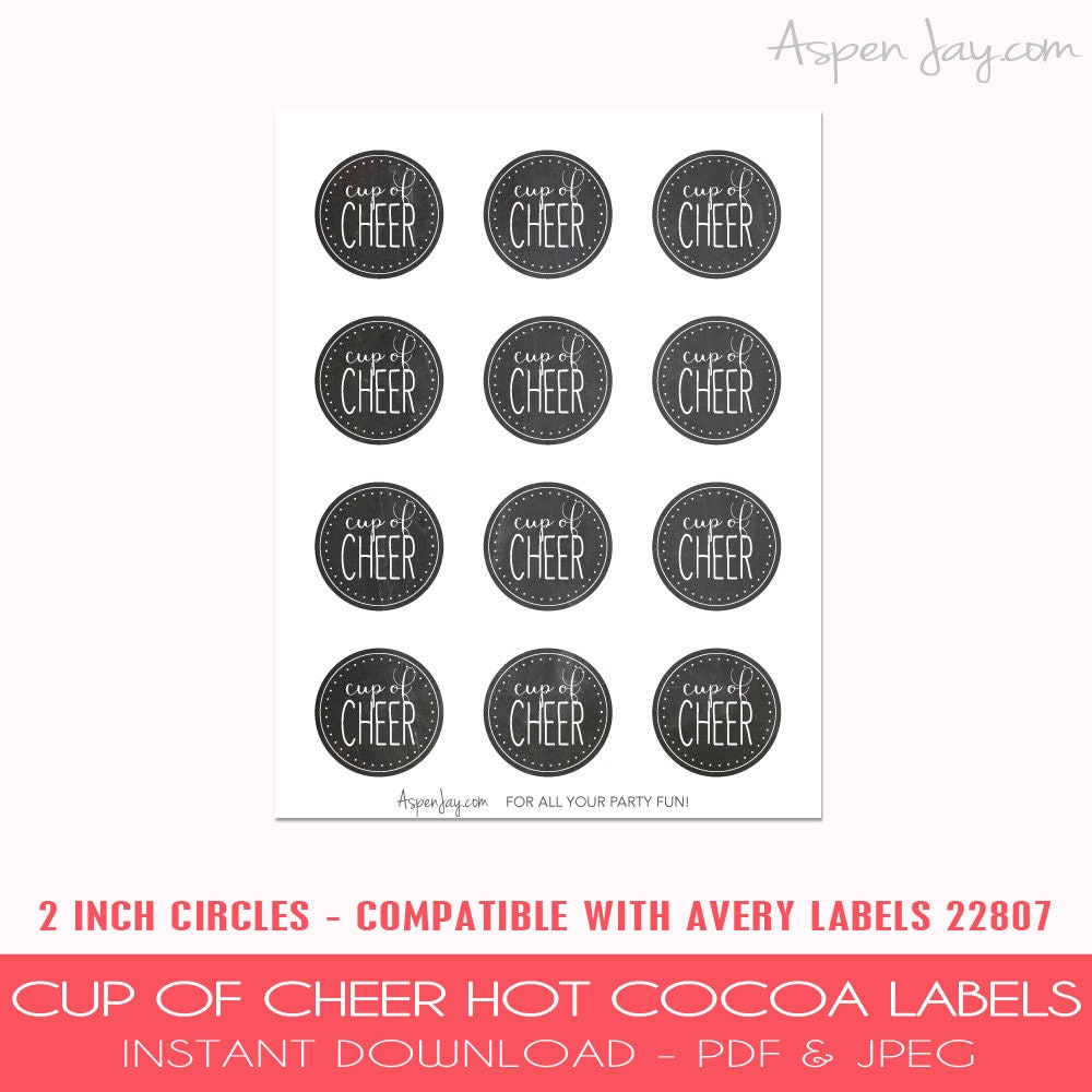 Hot Chocolate Cup of Cheer Labels - DIGITAL PRINTABLE - Hot Cocoa Bar ...