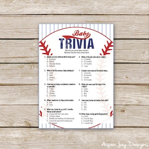 Baseball Baby Shower Trivia Game - Printable Download - Baseball Shower Game - Baby Trivia Game