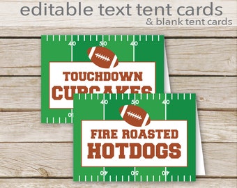 Football Tent Cards, DIY Editable Food Labels - Instant Download - Football Birthday - Football Baby Shower - blank football place cards