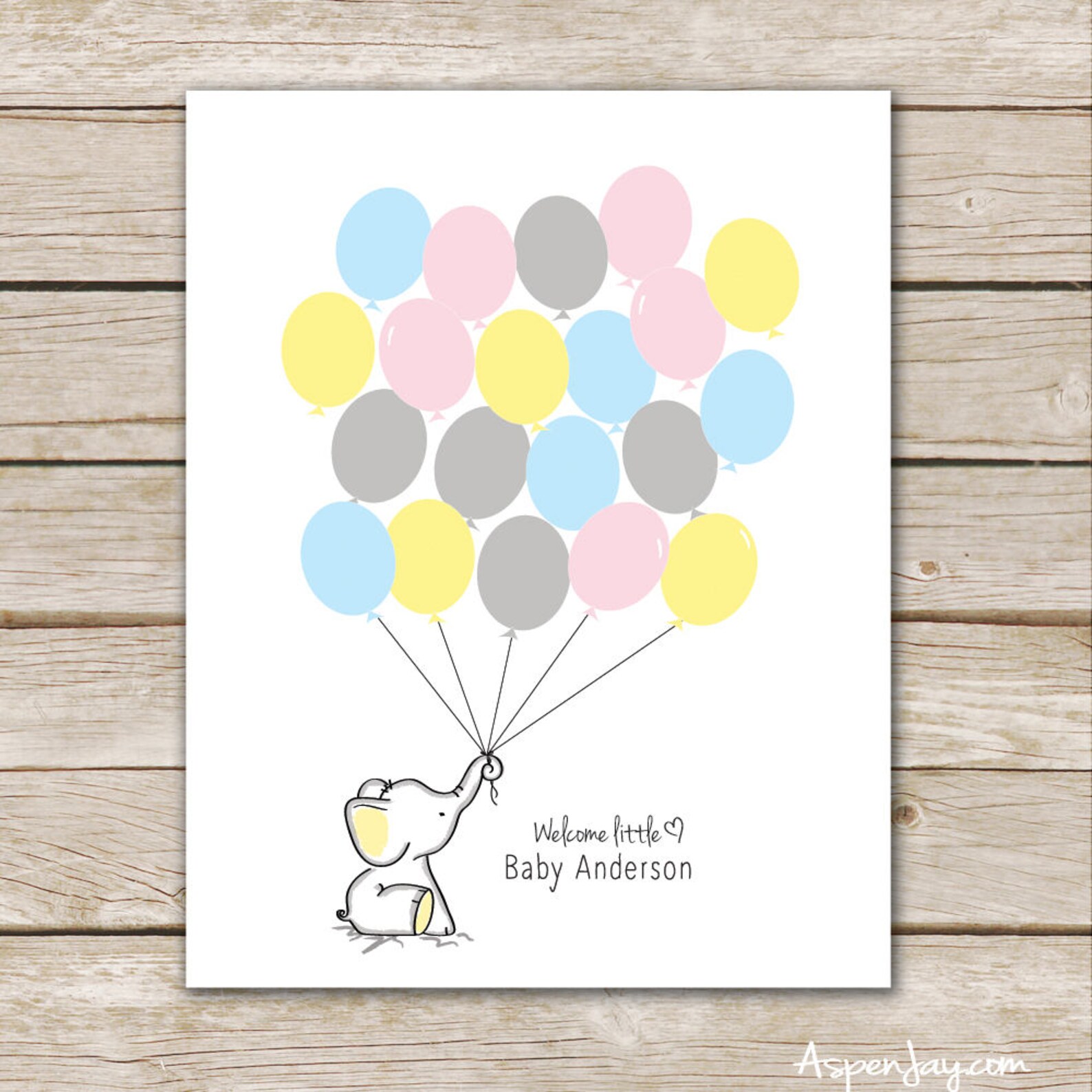Pastel Elephant Baby Shower Guest Book PRINTABLE Elephant - Etsy