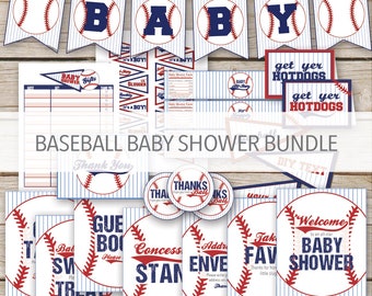 Baseball Baby Shower Package - Download stampabile - Baby Shower Banner - Baseball Baby Shower Decorazioni - Cupcake Toppers - Baseball Signs