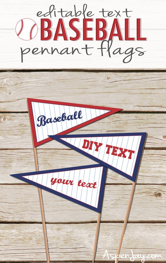 Baseball Pennant Flags Diy Editable Text Printable Etsy
