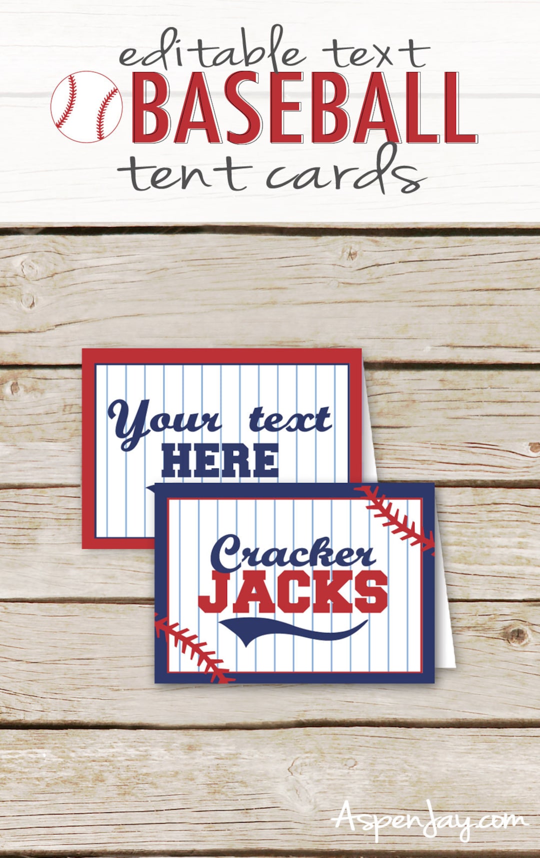 Baseball Tent Cards, DIY Editable Food Labels - Instant Download ...