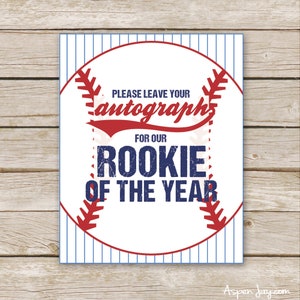 Leave your Autograph for the Rookie - Baseball Autograph Sign - Autograph baseball bat - birthday - Rookie of the Year Sign - Baseball Party