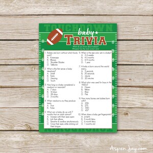 Football Baby Shower Trivia Game - Printable Download - Football Shower Game - Football Baby Trivia Game