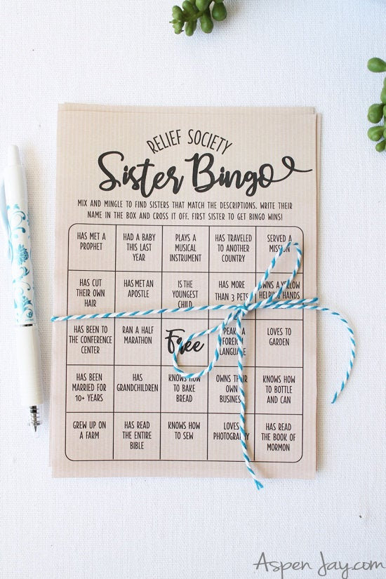 Relief Society Bingo - Instant Download - Relief Society Game - Relief Society birthday - lds Relief Society - Church of Jesus Christ