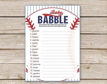 Baseball Baby Shower Scramble Game - Printable Download - Baseball Shower Game - Baby Babble