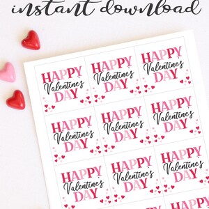Happy Valentine's Day Tags Printable, INSTANT DOWNLOAD, Valentine Gift Tag - School Classroom Teacher Valentine Party Favor, Cookie Tag