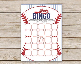 Baseball Baby Shower Bingo Game - Instant Printable Download - Baseball Shower Game - Bingo Baby Shower Cards - baseball baby shower actvity