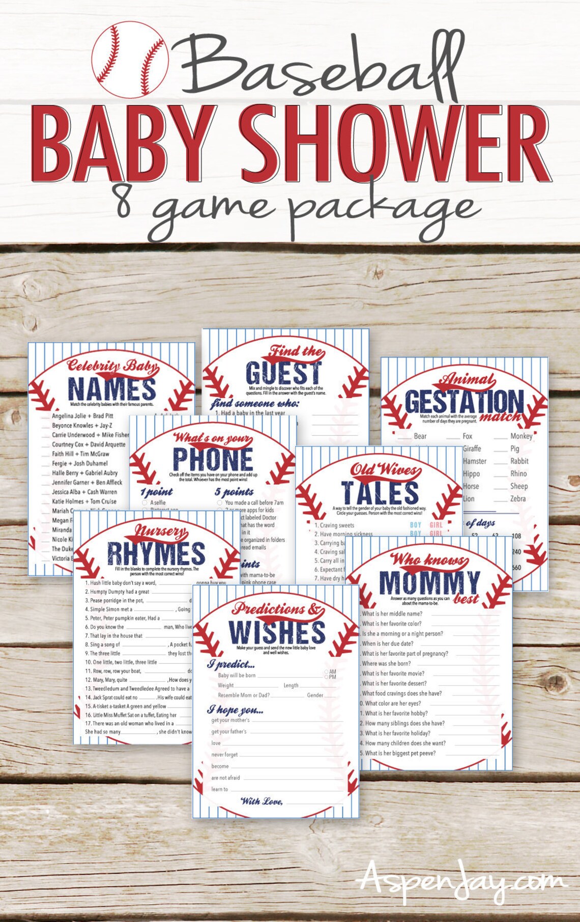 8 Baseball Baby Shower Games Bundle EIGHT Printable Baby - Etsy