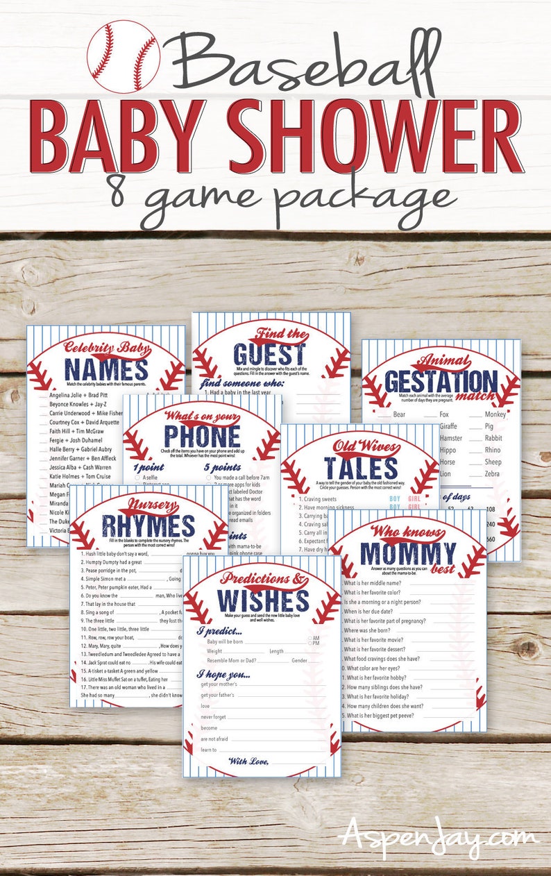 8 Baseball Baby Shower Games Bundle EIGHT Printable Baby - Etsy