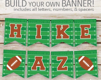 Football Banner - Instant Download - Football Birthday, Baby Shower, Football Customizable DIY Banner Printable with ALL Letters & Numbers