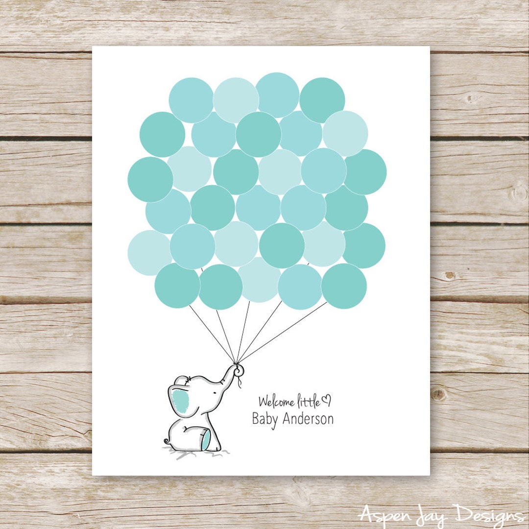 Turquoise Elephant Guest Book PRINTABLE for Baby Shower - Etsy