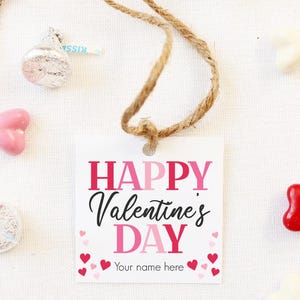 Happy Valentine's Day Tags Printable, INSTANT DOWNLOAD, Valentine Gift Tag - School Classroom Teacher Valentine Party Favor, Cookie Tag