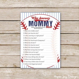 Baseball Who Knows Mommy Best Game - Printable Download - Baseball Baby Shower Game - Lil Slugger - Who knows Mama best
